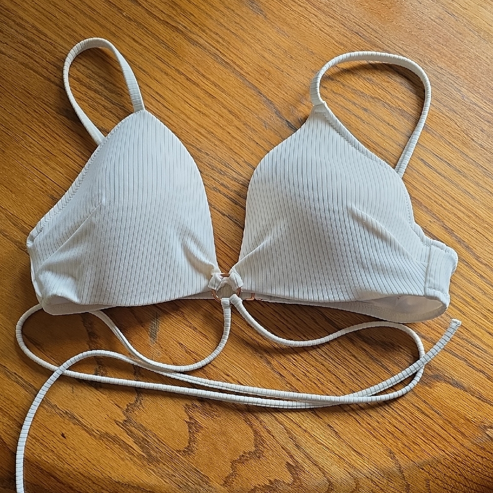 Shade & Shore White Ribbed Bra Top